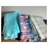 Aqua Vintage Bedspread, Woven Throw & Rug