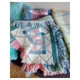 Aqua Vintage Bedspread, Woven Throw & Rug