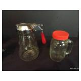Vintage Syrup, Vinegar, Tea & Sugar Jars & Grinder