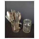 Old Flatware w/ Measuring Jars