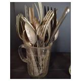 Old Flatware w/ Measuring Jars