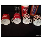 Coke Mugs, Straw Holder & Glass