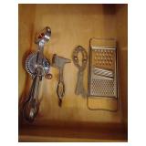 Vintage Claw Tenderizer, Egg Beater, Grater, & Can Opener