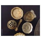 Misc. Silverplate Antique Crumb Catchers, Frog, Tongs, Etc