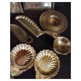 Misc. Silverplate Antique Crumb Catchers, Frog, Tongs, Etc