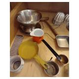 Drawer of Tiny JELLO Molds, Tart Pans, Dipper, Etc