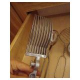 Vintage Slicer Tool, Beaters, Wooden Handle, Cutter  & Pastry Blender
