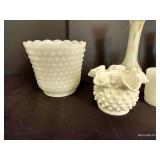 Hobnail Milk Glass & Blown Glass Vases