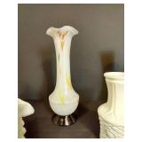 Hobnail Milk Glass & Blown Glass Vases