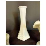 Hobnail Milk Glass & Blown Glass Vases