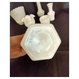 Hobnail Milk Glass & Blown Glass Vases