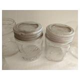 Unique Kerr Jars- Square Shoulders, Yellow Sheen, Antique Lids, Etc