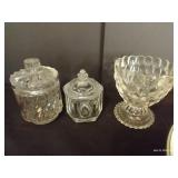 Pretty Tray of Glass Avon Bottles, Glass Trinket Boxes w/Lids, Etc