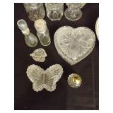 Pretty Tray of Glass Avon Bottles, Glass Trinket Boxes w/Lids, Etc