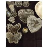 Pretty Tray of Glass Avon Bottles, Glass Trinket Boxes w/Lids, Etc