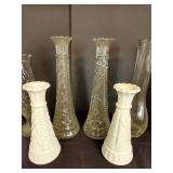 Clear & Milk Glass Vases