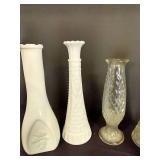 Clear & Milk Glass Vases