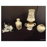 China Platter w/ Cats & Kittens, South Dakota Souvenirs, Tiny Lamp, Etc