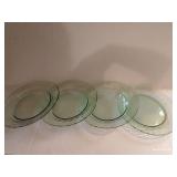 Pyrex Festive Spring Green Swirl Salad Plates w/ Green Glass Bowl