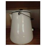 Tall Enamel Cowboy Two Handled Coffee Pot