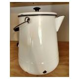 Tall Enamel Cowboy Two Handled Coffee Pot