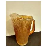 Vintage Jeannette Marigold Tree Bark Carnival Glass Pitcher