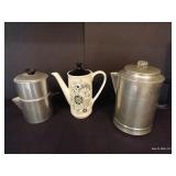 Foley Double Boiler, Ceramic Coffee Pot & Aluminum Kettle