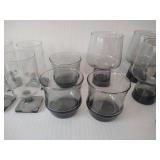 Smokey Glass Footed Glasses & Cups