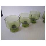 Green Depression Glass Bowl & Small Cups