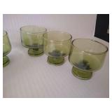 Green Depression Glass Bowl & Small Cups