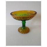 Vintage Jeannette Amberina Glass Pedestal Candy Dish