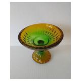 Vintage Jeannette Amberina Glass Pedestal Candy Dish