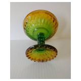 Vintage Jeannette Amberina Glass Pedestal Candy Dish