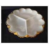 Two Milk Glass Plates, Butterflies & Half Moon Bone Dishes