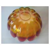 Indiana Glass Lotus Amberina & Luau Green Flower Bowls