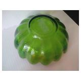 Indiana Glass Lotus Amberina & Luau Green Flower Bowls