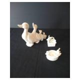 Cute Cottage White Geese Candle Holders & White Ducks