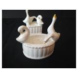 Cute Cottage White Geese Candle Holders & White Ducks