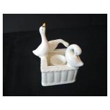 Cute Cottage White Geese Candle Holders & White Ducks