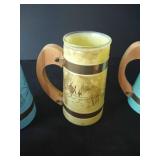 (6) Matching Siesta Ware Colorful Tiki Mugs w/ Frosted Glass