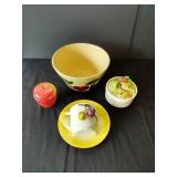 Cottage Core Stoneware Bread Bowl, Apple Containers & Planter