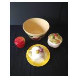 Cottage Core Stoneware Bread Bowl, Apple Containers & Planter