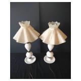 Matching 21" Hobnail Milk Glass Lamps