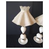 Matching 21" Hobnail Milk Glass Lamps