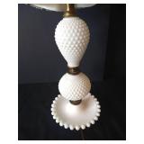 Matching 21" Hobnail Milk Glass Lamps