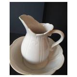McCoy Light Grey/Blue & White Wash Pitcher & Basin- Beautiful!