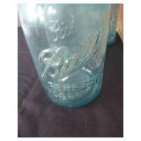 (12) Aqua Ball Jars, Most w/ Metal Lids