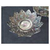 Vintage Federal Glass Clear Iridescent Carnivore Glass Bowls