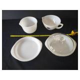 Various Brands of Milk Glass- Mixing Bowls, Pie Plate, Covered Dish, EGF Elevator Bowl