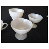 Milk Glass Tea Cups & Pudding Cups, Etc